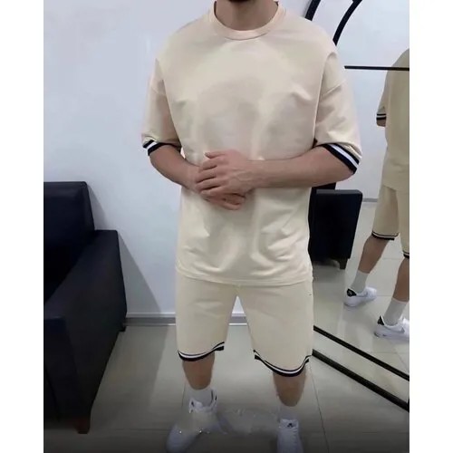 Костюм спортивный Jools Fashion, размер 54, бежевый