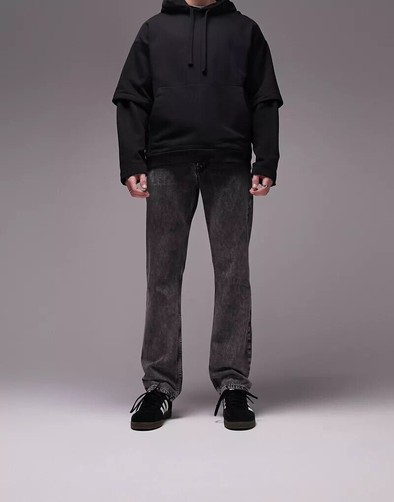 Черные прямые джинсы Topman