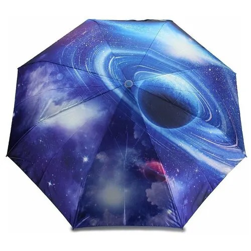 Зонт PLANET, автомат, 3 сложения, купол 95 см., 8 спиц, чехол в комплекте, для женщин, голубой