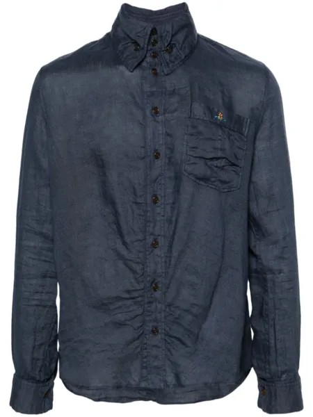 Льняная рубашка с вышивкой Orb Vivienne Westwood, синий