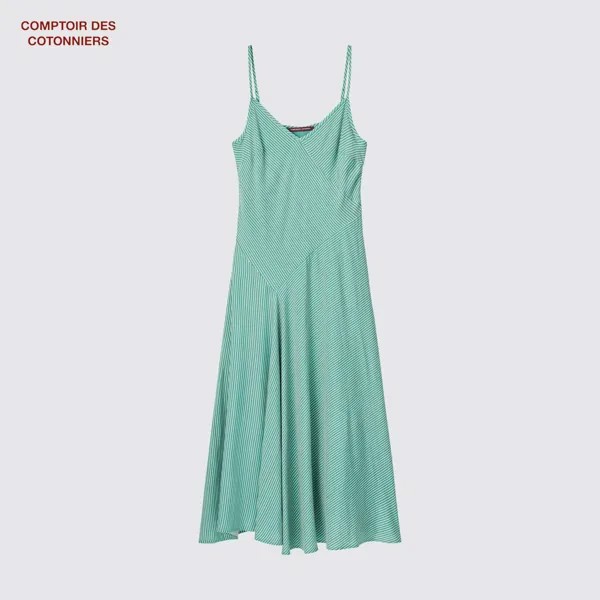 Платье-бретелька в полоску Comptoir des Cotonniers Uniqlo, зеленый