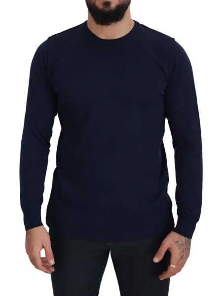 PAOLO PECORA Свитер мужской синий хлопковый пуловер с круглым вырезом IT54/US44/XL 230 долларов США