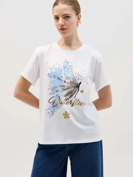 Футболка Stampa Farfalla в фольге Hybrid, цвет optical white