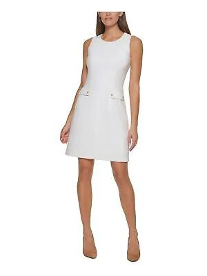 TOMMY HILFIGER Женское белое короткое платье-футляр без рукавов с круглым вырезом Petites 4P