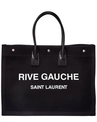Мужская сумка-тоут Saint Laurent Rive Gauche из ткани и кожи черного цвета