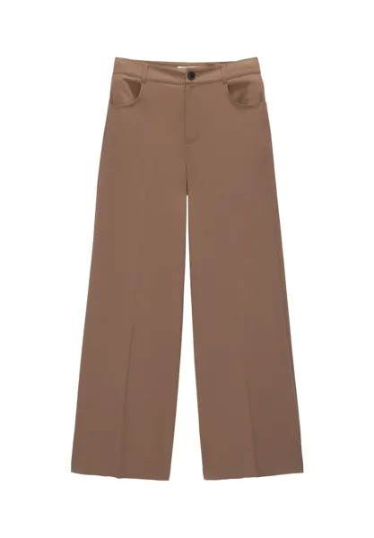 Брюки Wide Leg PULL&BEAR, охра
