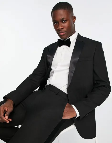 Черный узкий смокинг Topman