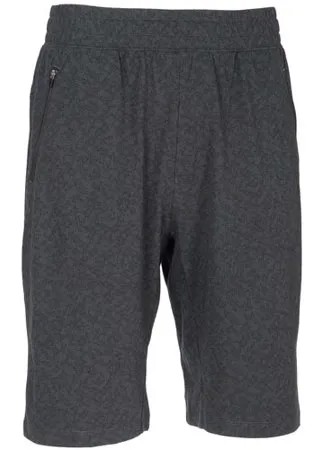 Шорты для фитнеса хлопковые эласт. длинные с карманами на молнии серые с принтом, размер: L, цвет: Угольный Серый NYAMBA Х Декатлон