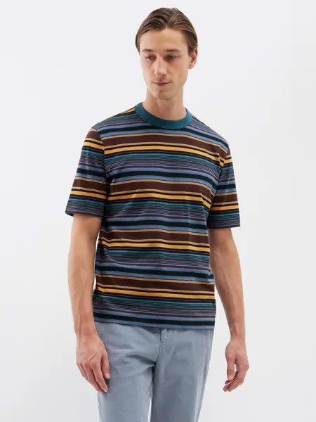 Полосатая футболка из джерси из органического хлопка PS Paul Smith, синий