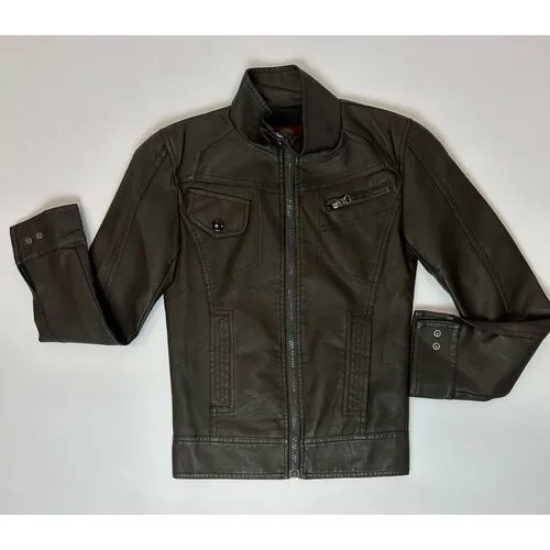 Ветровка стильная куртка для мальчика, размер 46, коричневый