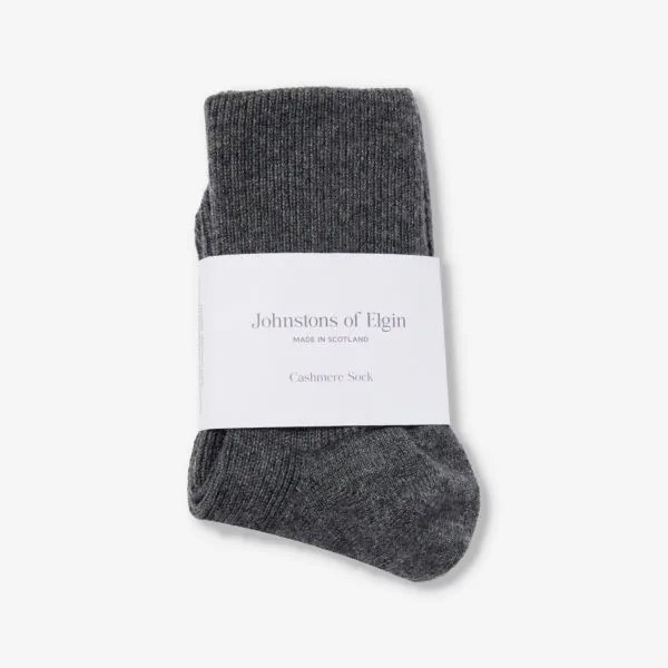 Трикотажные носки в рубчик из смесового кашемира Johnstons, серый