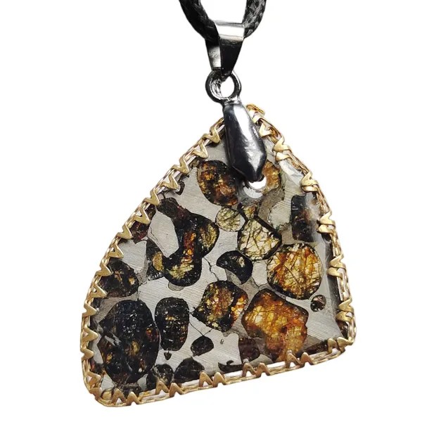 Ожерелье из натурального метеорита Sericho, Кения, оливковая кожа, железный метеорит, ювелирные изделия для мужчин и женщин, образец материала из натурального метеорита