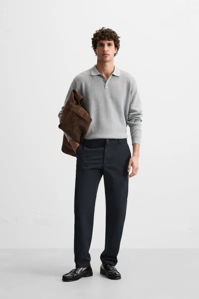 Рубашка-поло purl knit ZARA, серый мергель