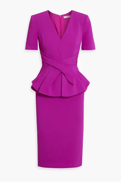 Платье из крепа с баской Badgley Mischka, пурпурный