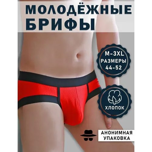 Трусы брифы , заниженная посадка, размер 48-50 XXL, красный