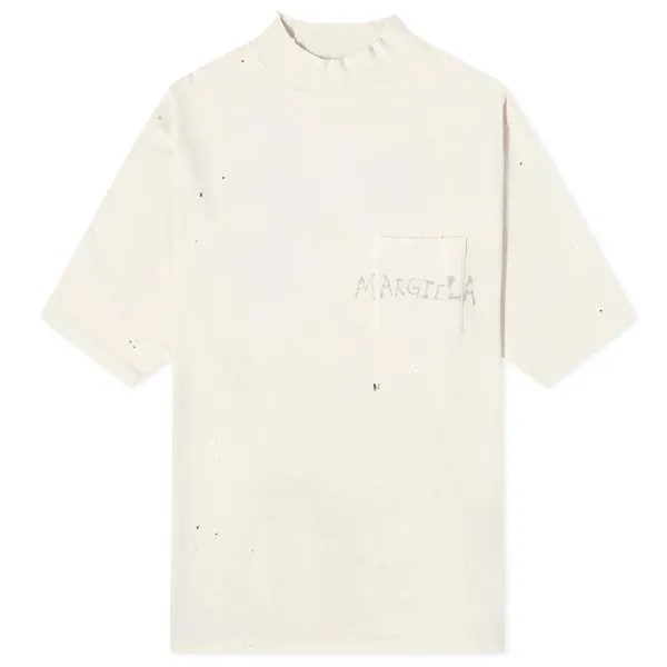 Футболка Maison Margiela Graffiti Logo Mock Neck, слоновая кость