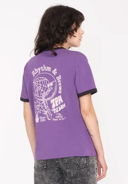Футболка с принтом TRULY RINGER Volcom, цвет deep purple
