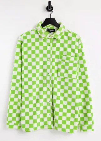 Oversized-рубашка из флиса в шахматную клетку New Girl Order-Зеленый цвет