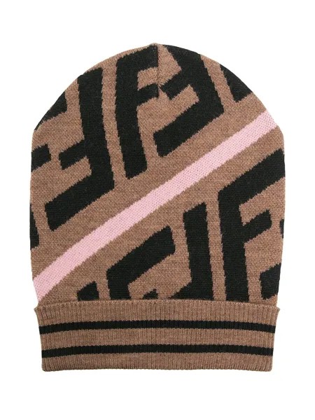 Fendi Kids шапка вязки интарсия с узором FF