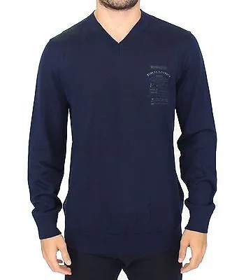 ERMANNO SCERVINO Свитер Синий полушерстяной пуловер с V-образным вырезом s. IT54/XL Рекомендуемая розничная цена: 480 долларов США.