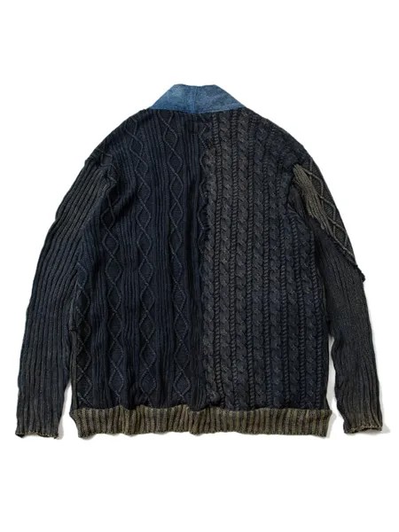 Мужская одежда в американском стиле, винтажный вязаный свитер в стиле пэчворк, джинсовый кардиган, новый трендовый свободный свитер для мужчин 2A0220