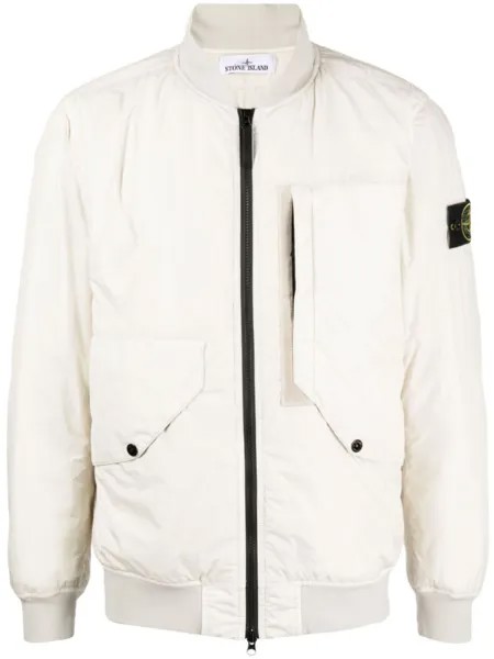 Stone Island дутый бомбер с нашивкой Compass, белый