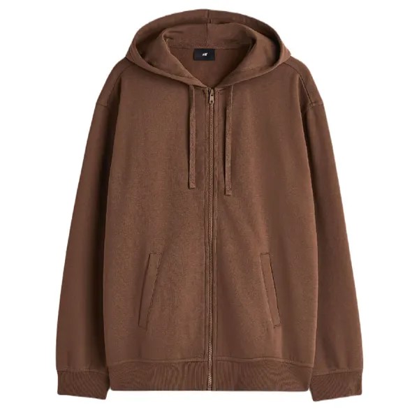 Худи H&M Relaxed Fit Hooded Jacket, коричневый