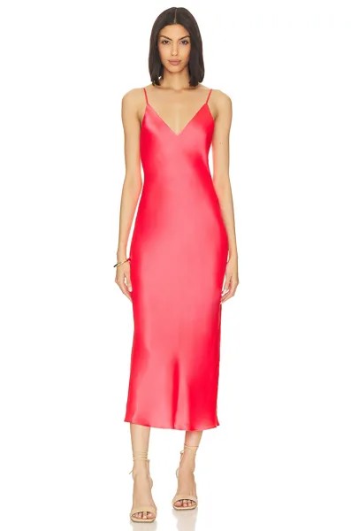Платье миди L'AGENCE Seridie Midi Slip Dress, цвет Neon Coral