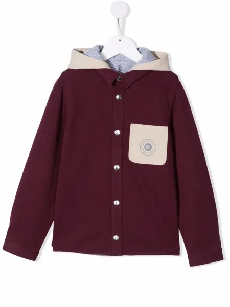 Brunello Cucinelli Kids пуховик с капюшоном и нашивкой