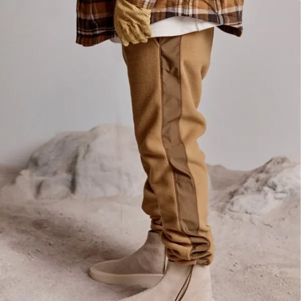 Мужские повседневные брюки-конусы из флиса с теплой строчкой контрастного цвета