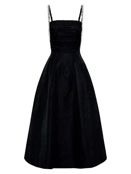 Платье миди из муара и тафты Danielle с украшением Rebecca Vallance, черный