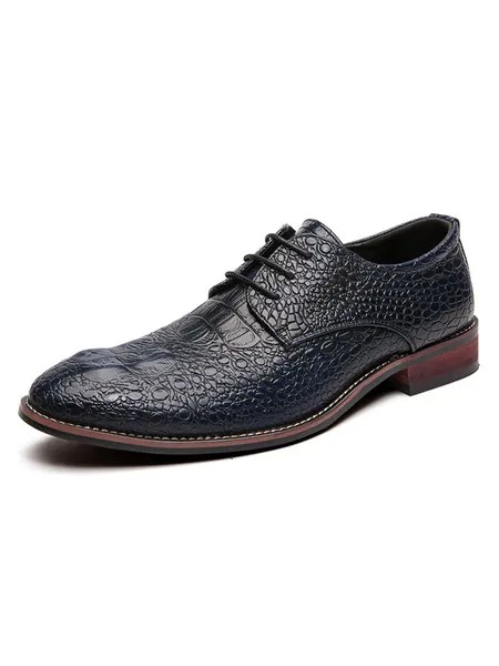 Milanoo Men's Crocdile Lace Up Oxfords Dress Shoes