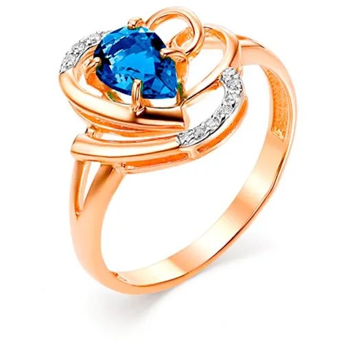 Кольцо АЙМИЛА, красное золото, 585 проба, сапфир, бриллиант, золотой, синий