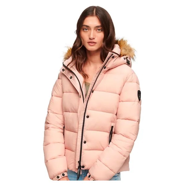 Пуховик Superdry Faux Fur, розовый