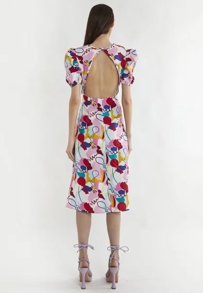 Летнее платье Care Print Puff Shoulder Midi Glamorous, мультиколор