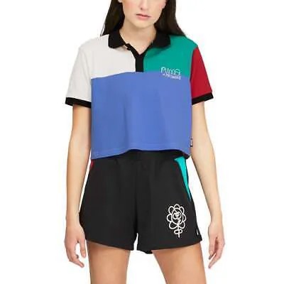 Puma X Mr. Doodle Укороченная рубашка поло с коротким рукавом Женская Off White Повседневная 530660