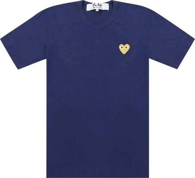 Футболка Comme des Garçons PLAY Gold Heart T-Shirt 'Navy', синий