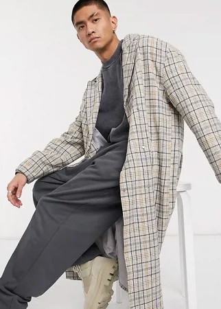 Клетчатое пальто макси в стиле унисекс Reclaimed Vintage inspired-Мульти