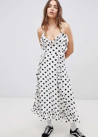 Платье макси в горошек STYLENANDA-Белый