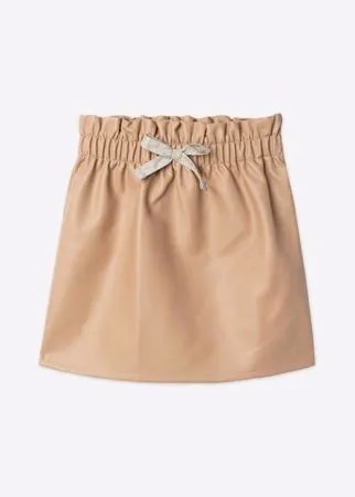 Бежевая юбка Paperbag из экокожи для девочки Gloria Jeans
