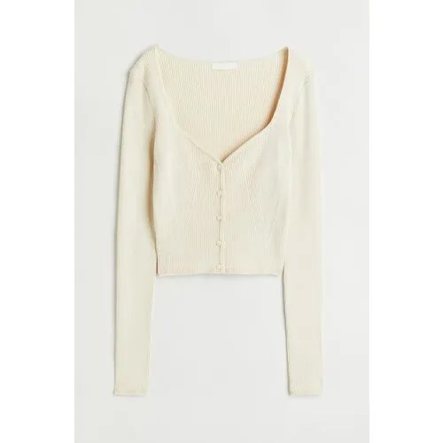 Пуловер H&M, длинный рукав, прилегающий силуэт, без карманов, размер XS, бежевый