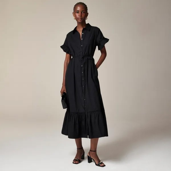 Платье-Рубашка макси Amelia из хлопкового поплина J.Crew, черный