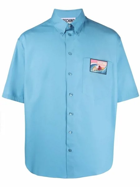 Moschino рубашка с нашивкой-логотипом