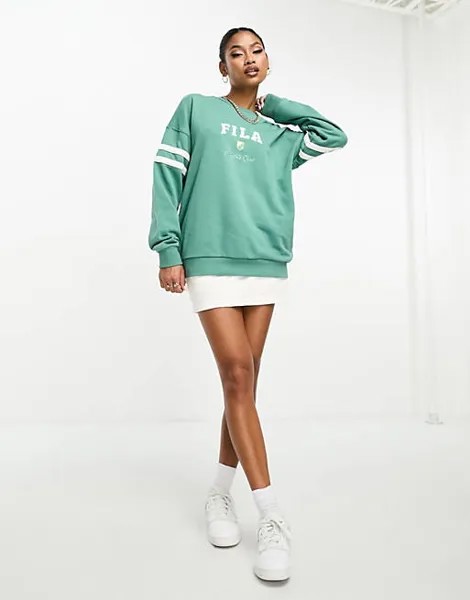 Зеленый свитшот с круглым вырезом и логотипом Fila Collegiate