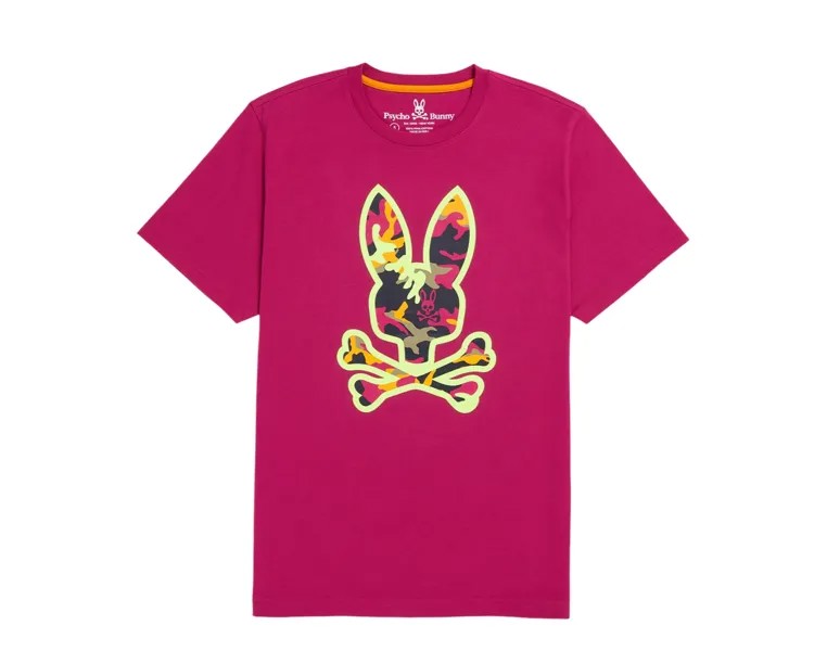 Мужская футболка Psycho Bunny Allen с камуфляжным рисунком Wild Berry B6U944U1PC-WLB, розовый