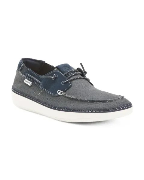 Мужские топсайдеры из замши и парусины Clarks, темно-синий