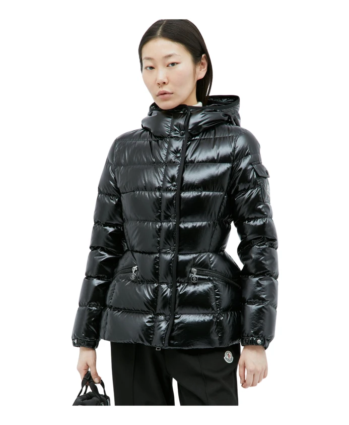 Стеганый пуховик с поясом Moncler, черный