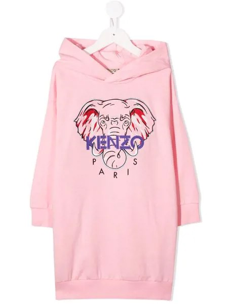 Kenzo Kids платье с капюшоном и логотипом