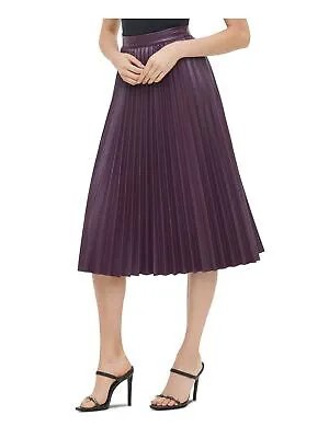CALVIN KLEIN Женская фиолетовая плиссированная юбка миди из искусственной кожи 14