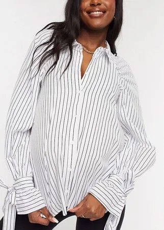 Рубашка в винтажном стиле в черно-белую полоску с завязками на манжетах ASOS DESIGN Maternity-Многоцветный